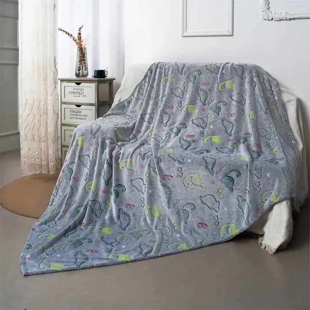 Autumn And Winter Cartoon Dinosaur Flannel Luminous Coral Blanket Dinosaur - Shop at LoveMi