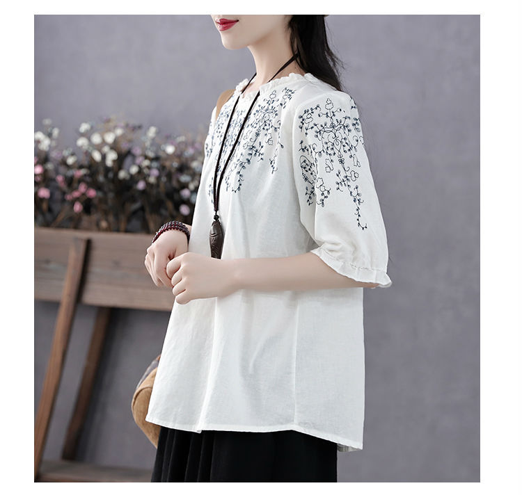 Title 8, Cotton Plus Size Retro Literary Thin Lace Five-...