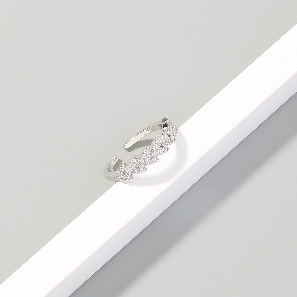 Temperament love arrow copper inlaid zircon ring opening adjustable wedding ring ring