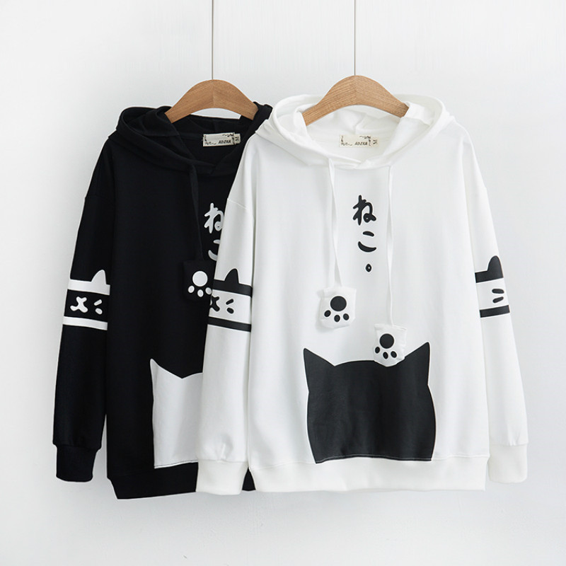 Title 6, College style cute cartoon cat pullover sweater