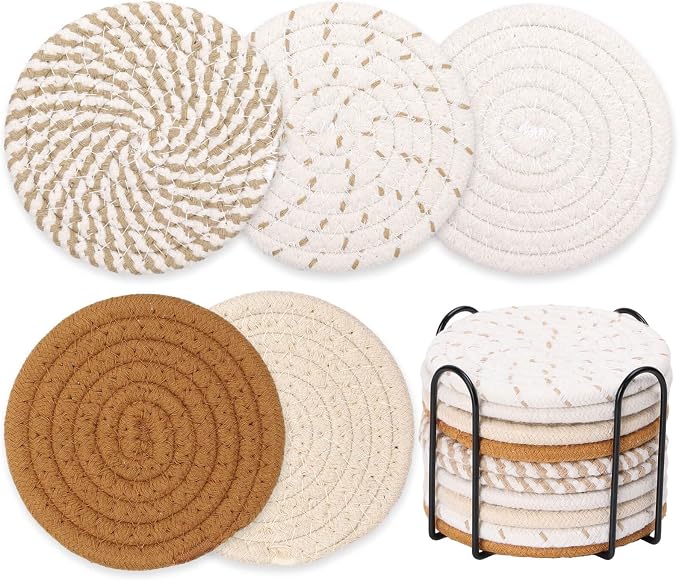 10-Piece Boho Absorbent Drink Coasters, 4.3-Inch Farmhouse Fall Decor For Coffee Tables And Home