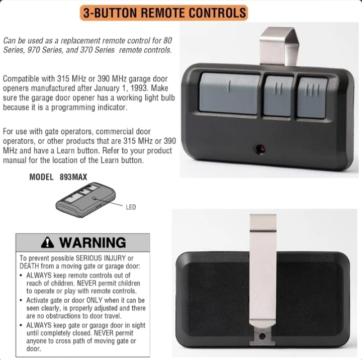 Universal Garage Door Opener Remote 2 Pack 3Button Key Keychain Transmitter — foto 10
