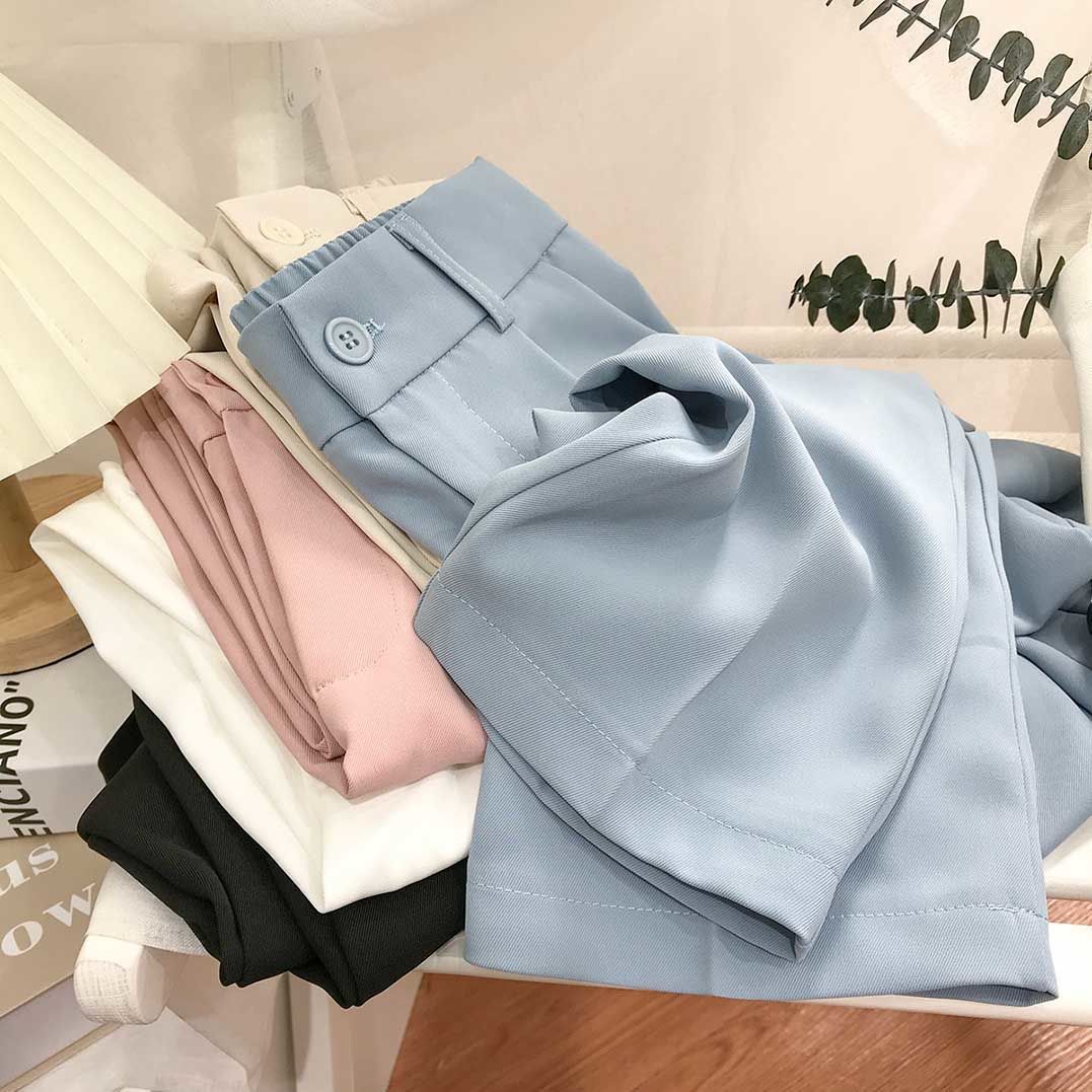 Suit Pants Women's Thin Style High Waist Wide Leg Pants Loose Straight Nine Points West Pants - Image 11