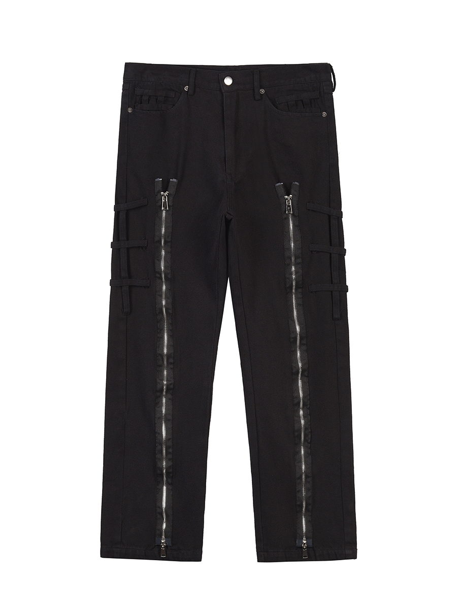 Title 5, Dreidimensionale Cut Zipper Straight Jeans für ...