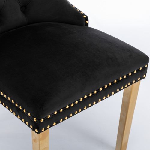 High-end Tufted Solid Wood Contemporary Velvet Upholstered Dining Chair With Golden Stainless Steel… image 10