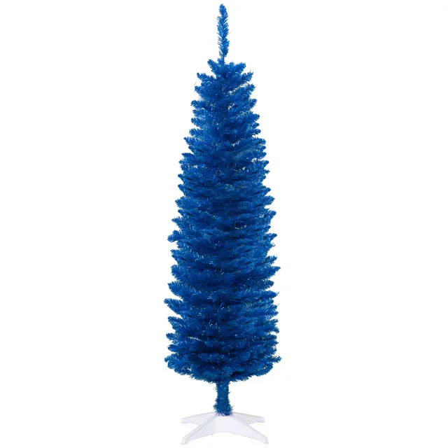 5ft Pencil Christmas Trees, Skinny Artificial Christmas Tree For Xmas Holiday Decor, Deep Blue Blue - Shop at LoveMi