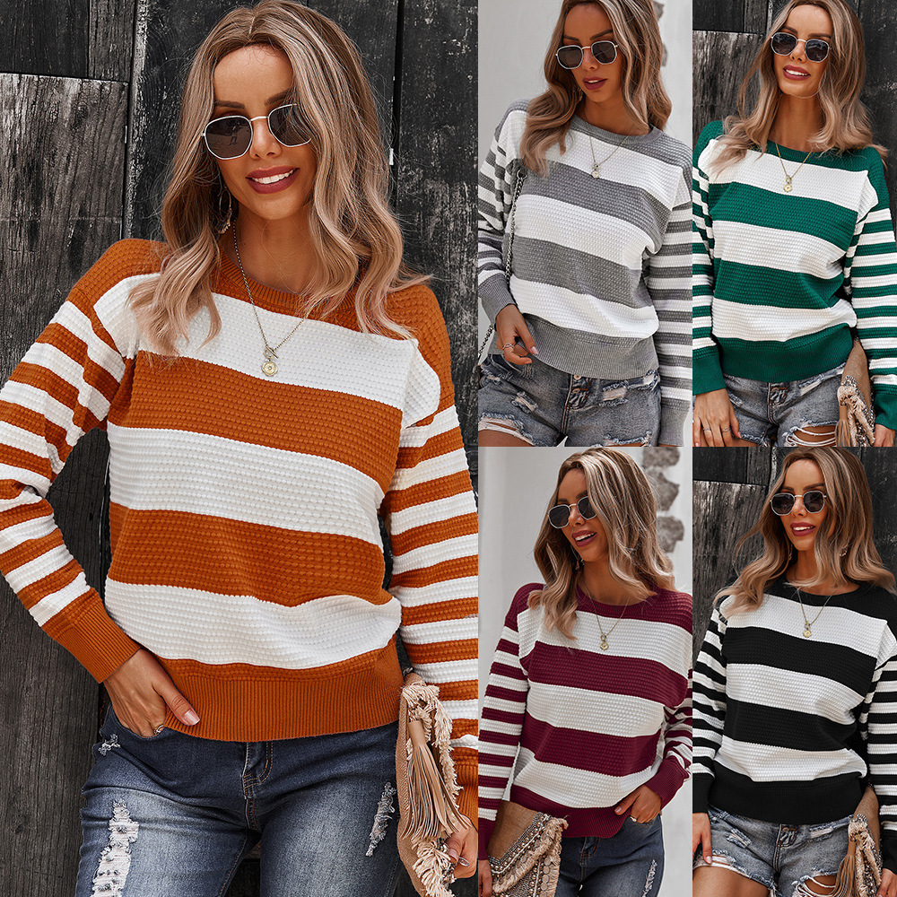 Title 5, Striped Stitching Sweater New Fashion Trend Top...