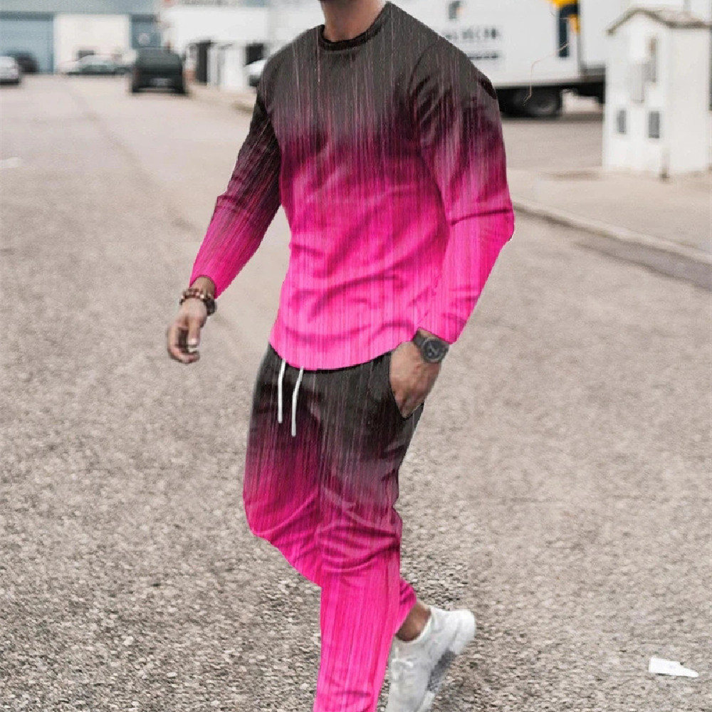 3d Digital Printing Crew Neck Sweater Sports Trousers Suit