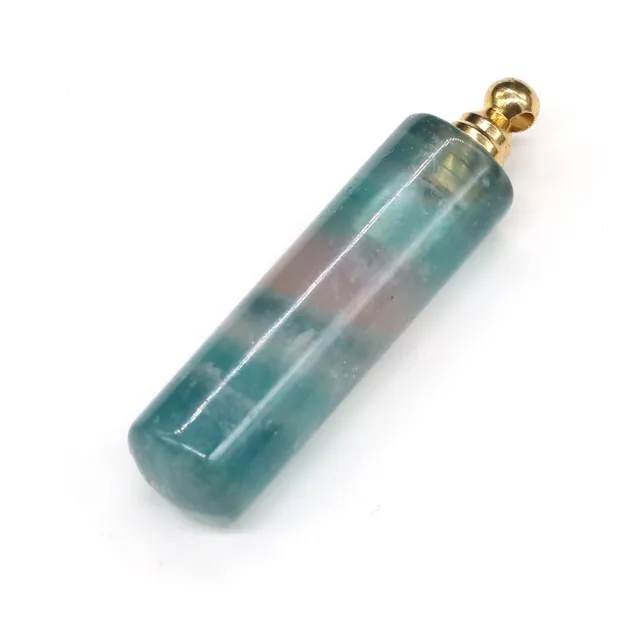 Natural Stone Necklace Perfume Bottle Pendant Fluorite - Shop at LoveMi
