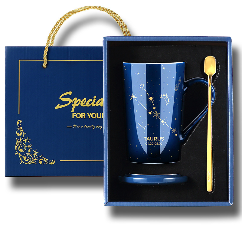 Ceramic Constellation Coffee Mug With Lid Spoon