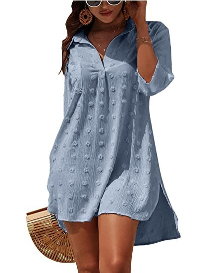 Title 6, Medium Length Loose Fitting Casual Blouse Shirt