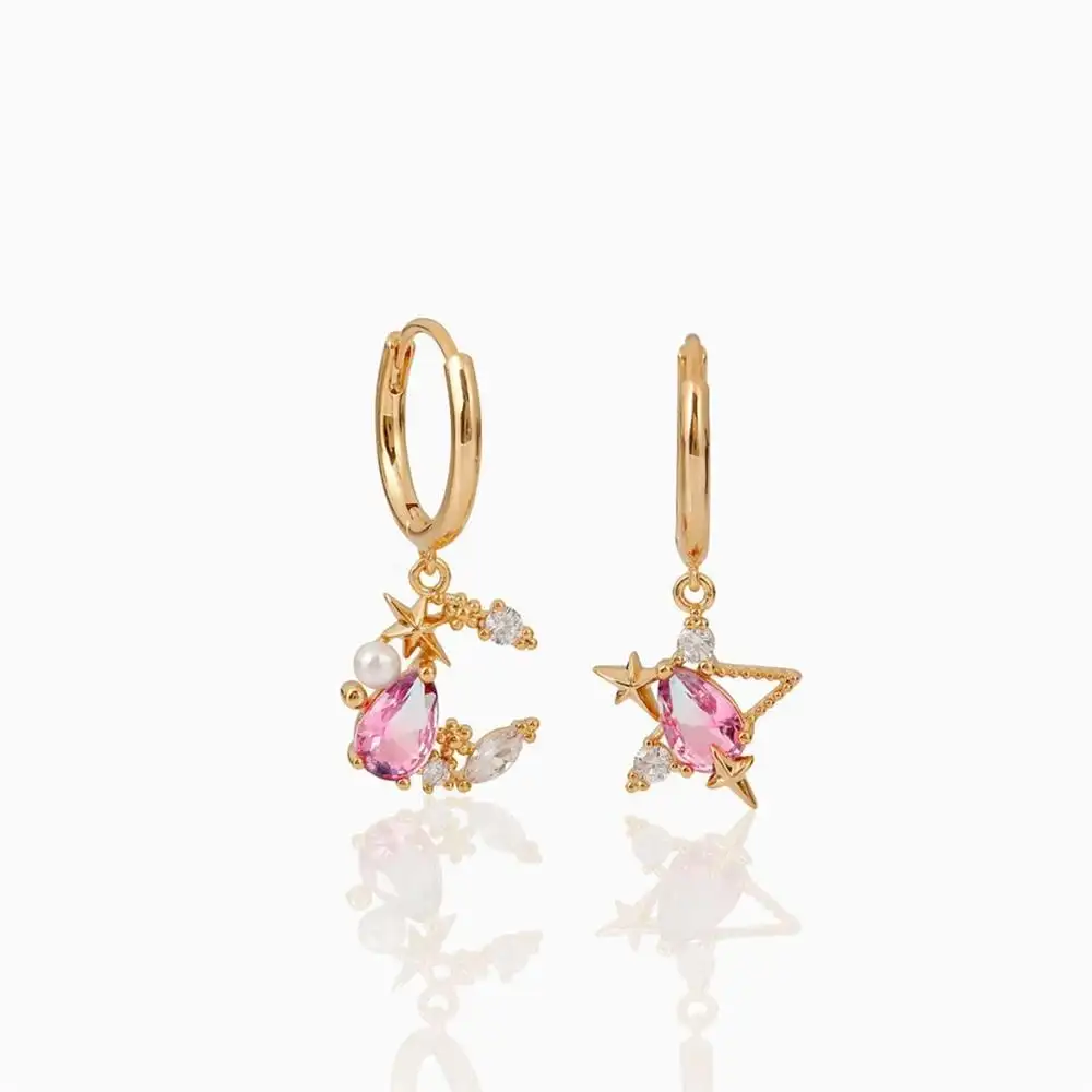Stylish Moon And The Stars Asymmetric Earrings