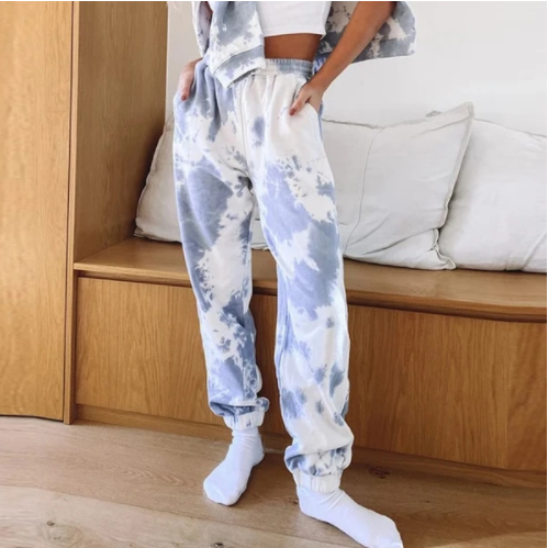 Title 4, European and American print bouquet foot pants ...