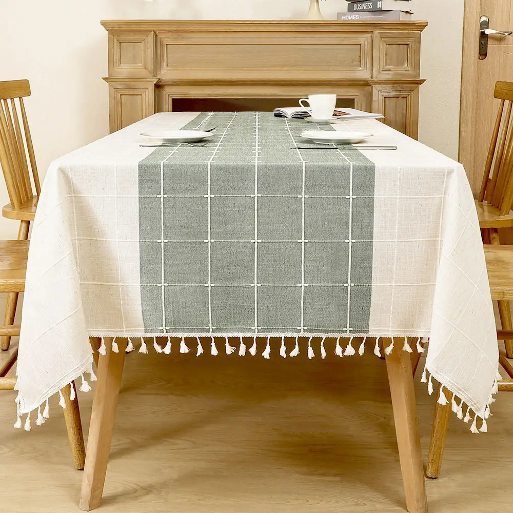 Cotton Linen Tablecloth Farmhouse Decor Waterproof Table