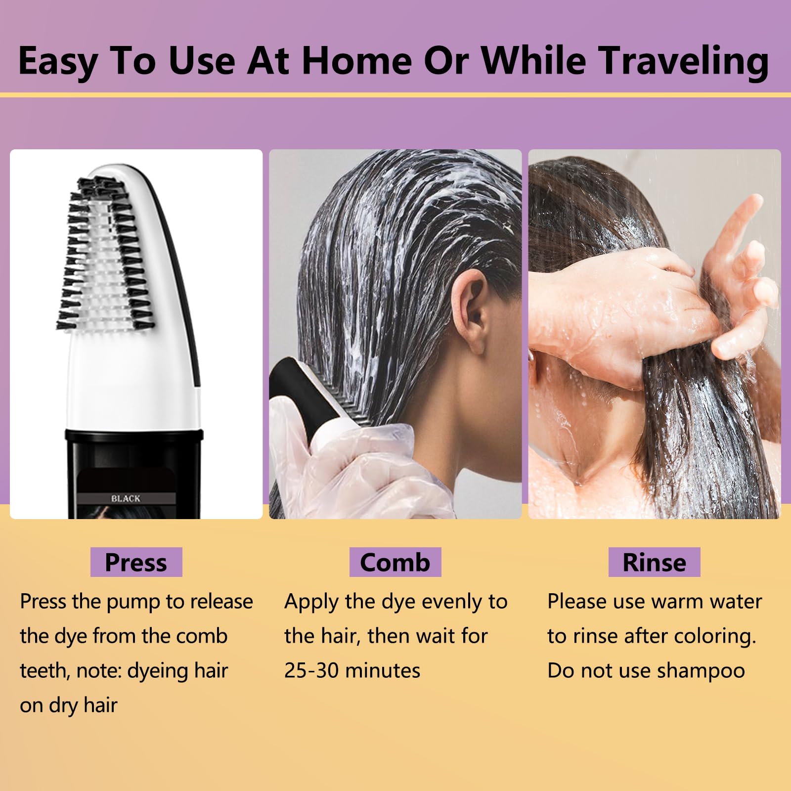 3-in-1 Black Hair Dye Shampoo, Can Cover Gray Hair, Contains Herbal Ingredients, Including Ginseng Extract, Natural Coloring.