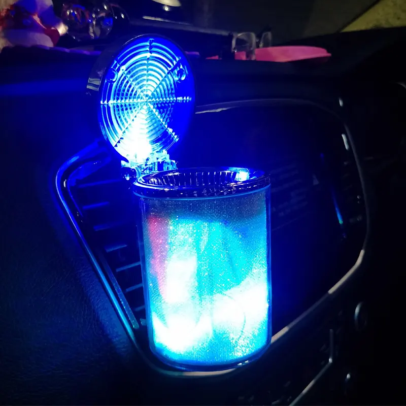 Car Ashtray with LED Light RGB Ambient Cigarette Cigar