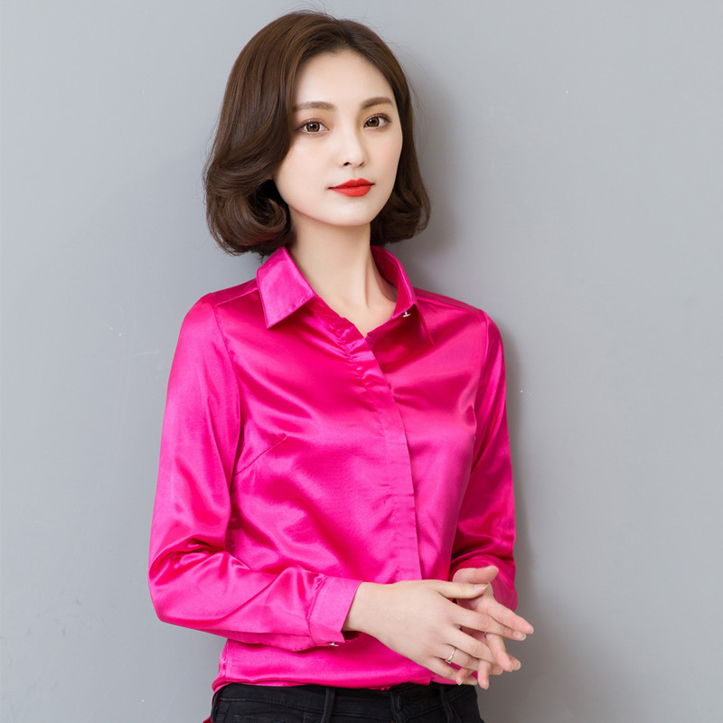 Title 10, Simulated Silk Long-sleeved Shirt Fashion Casua...