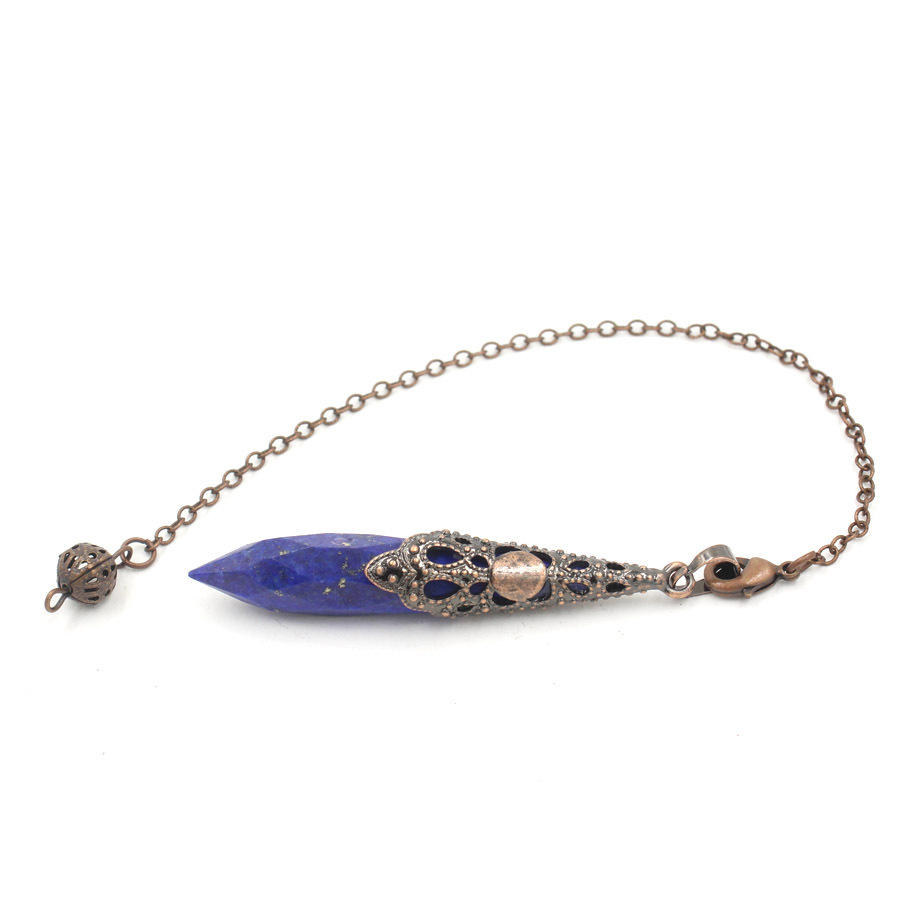 Faceted Crystal Column Pendant Pendulum Bronze Tapered Pendant