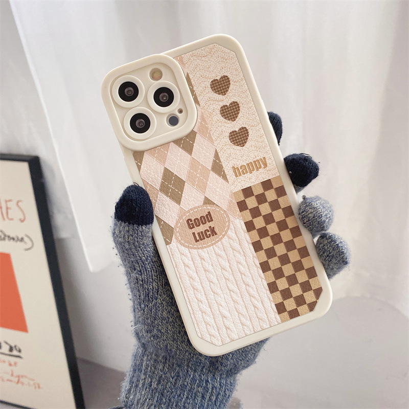 Title 3, Checkerboard TPU Soft Shell Mobile Phone Case p...