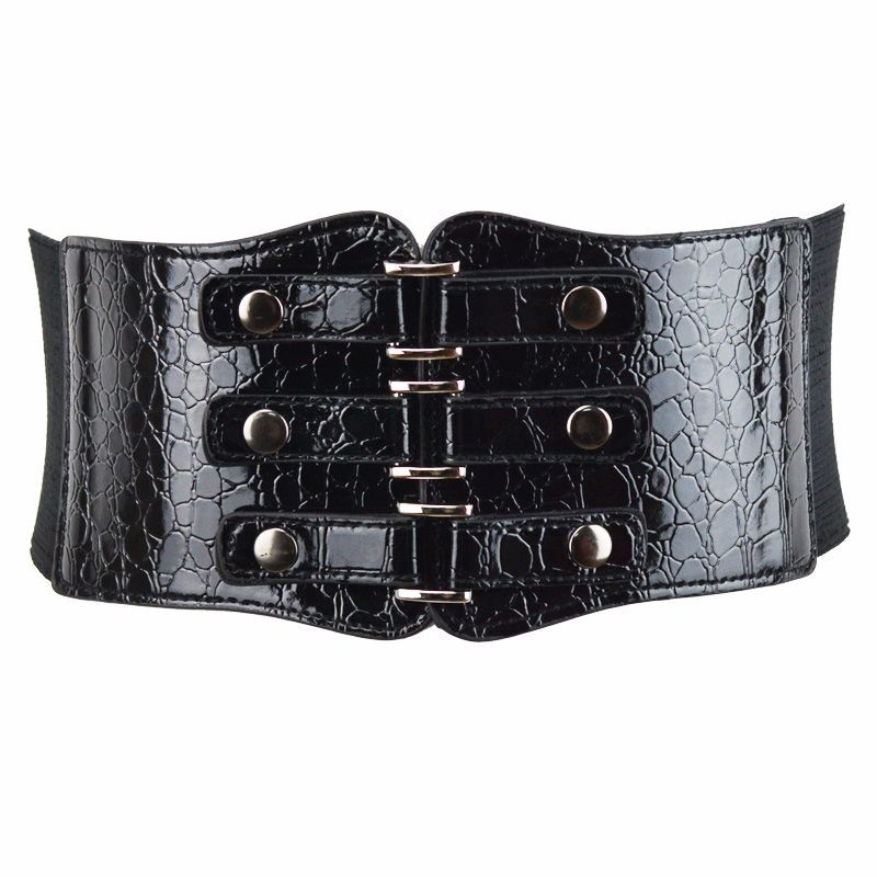 Title 4, Black Womens Ultra-wide Waistband Rivet Elast...