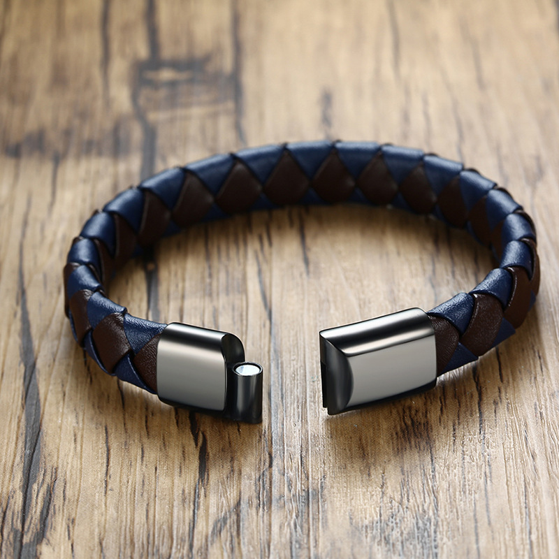 Title 3, Stainless Steel Leather Bracelet European And A...