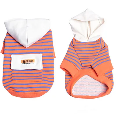 Sweater Small Dog Two legged Clothes Striped Hooded Sports And Leisure Dog Clothes Pink - Shop at LoveMi