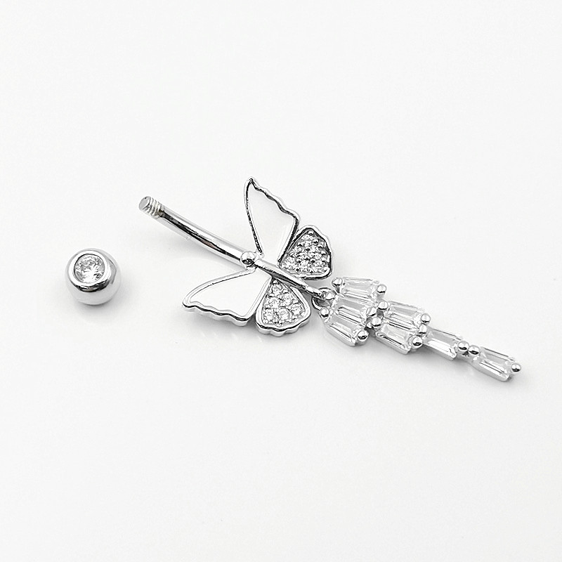 Title 6, S925 Silver Butterfly Navel Stud Piercing Jewelry