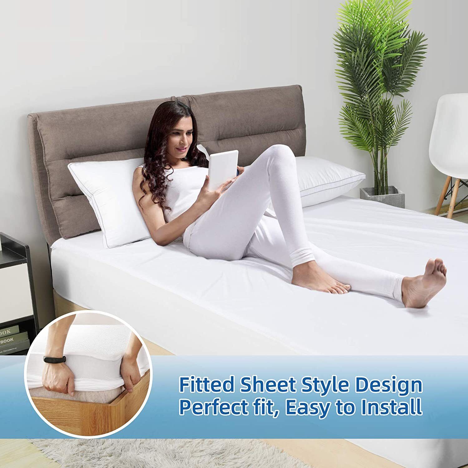 Terry Cotton Fitted Mattress Protector Waterproof Queen-Baby Cot
