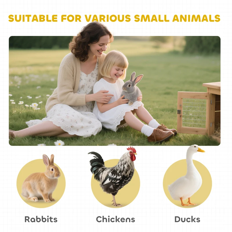 Small Rabbit Hutch Bunny Cage Guinea Pig Cage Duck House Dog House With Openable & Waterproof Roof