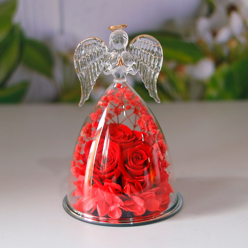 Eternal Flower Gift Box with Angel Glass Cover – Preserved Dried Rose Home Décor - Image 8