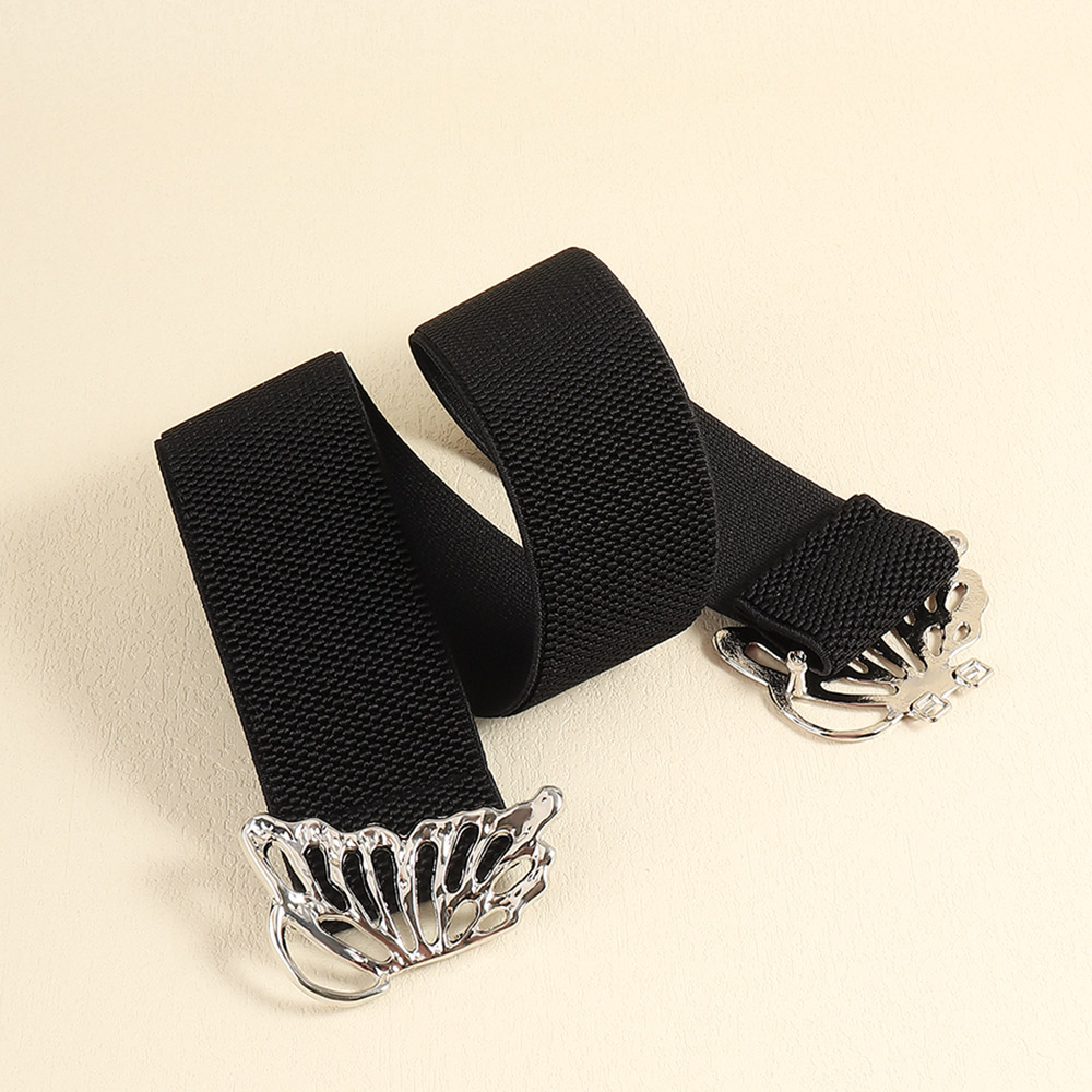 Fashion Women's Butterfly Belt Elastic Elastic Buckle Waist Seal Decorative Shirt Dress Waist Trim