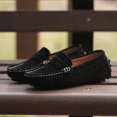 Boys' Leather Shoes New Children's Peas Shoes - Black - View 1