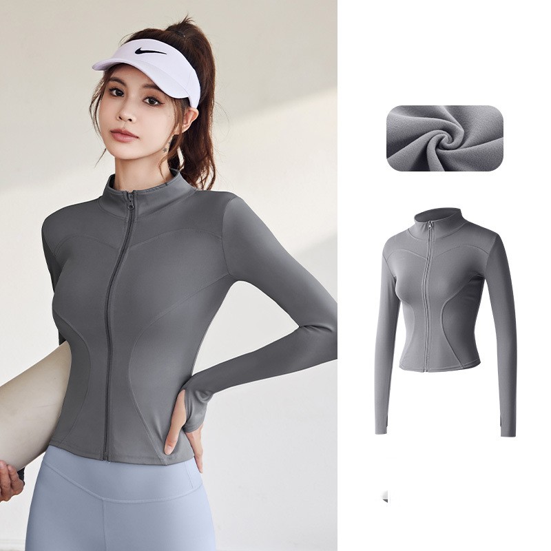 Title 2, Womens Stand Collar Elastic Slim Running Fitne...