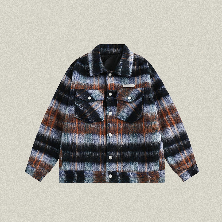 Retro Lapels Heavy Industry Multi-pocket Woolen Jacket