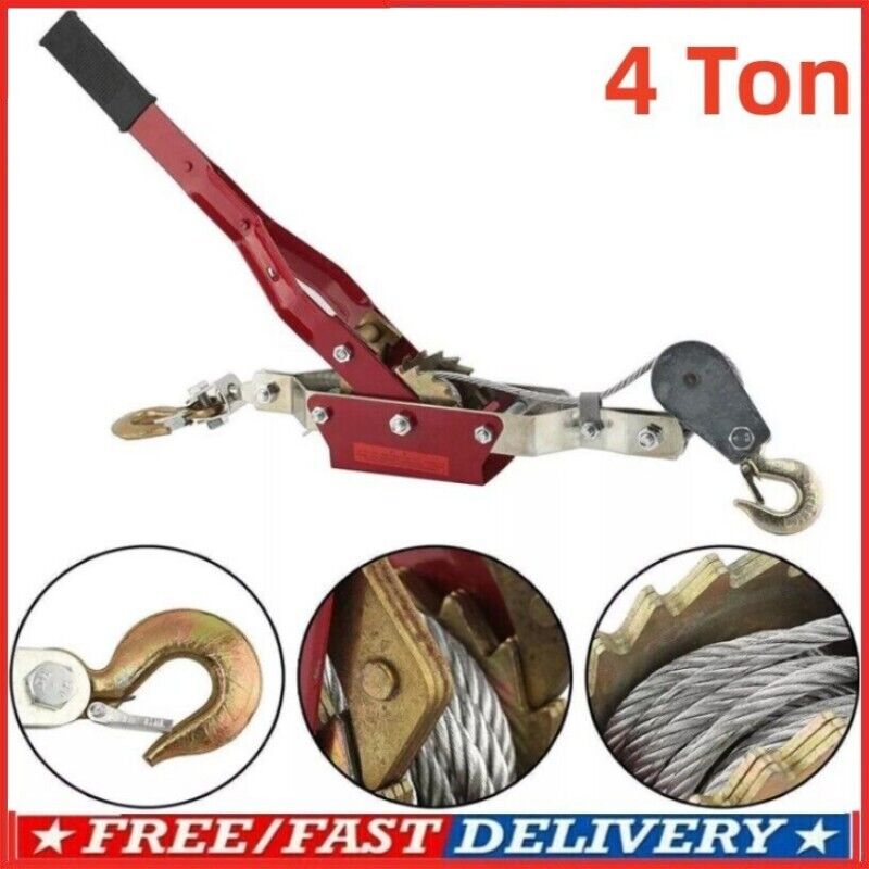 4 Ton Dual Gear Power Puller Heavy Duty 2 Hook Cable Puller Hand Winch Turfer