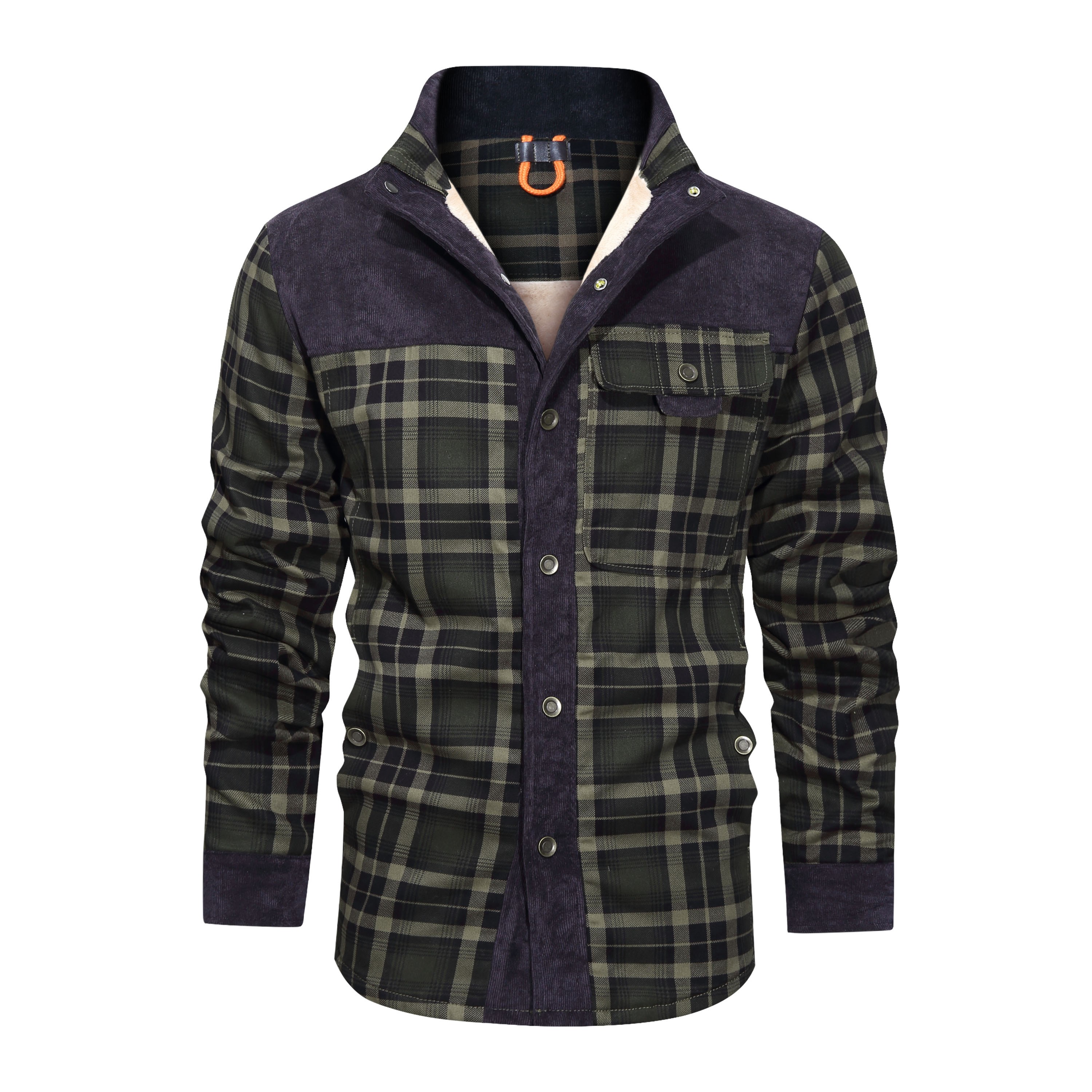 Thickened-Shirt-Jacket-With-Classic-Plaid-Fuzzy-Fleece-Lining-Inside-Design