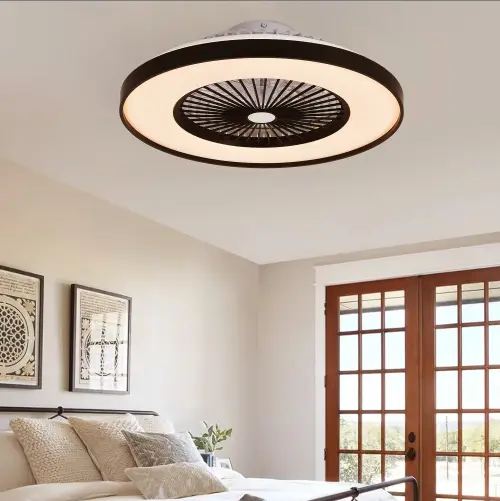 23 Inch Black Ceiling Fan Light With LED RGB Dimmable & Color-Changing, APP & Remote Control, Modern Smart Ceiling Fan For Living Room, Bedroom, And Dining Roo