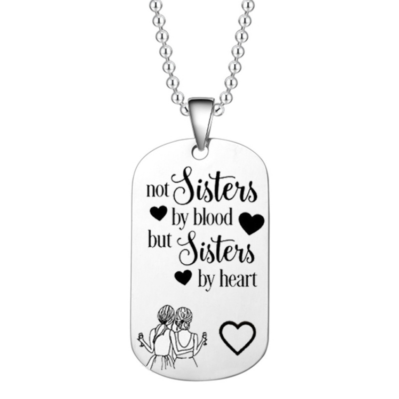 Stainless Steel Heart-shaped Lettering Keychain Sisters