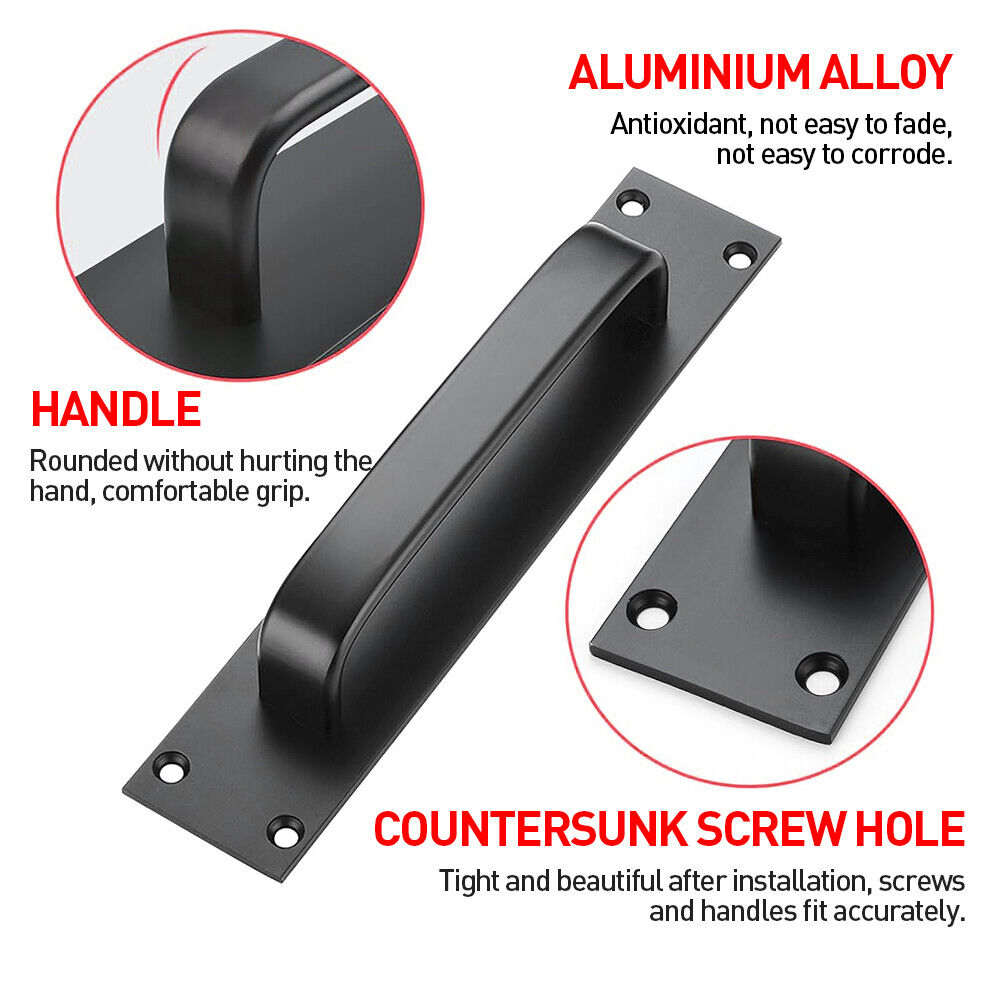2X Sliding Barn Door Handle Pull And Flush Gate Hardware Set Cabinet Matte Black — image 2