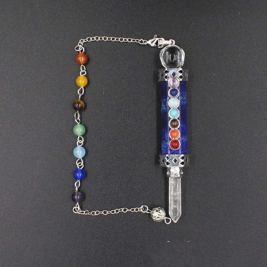 Seven stone chakra pendant pendulum pendant right (black)