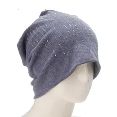 Japanese Autumn And Winter Ladies Couple Cashmere Knit Hat - Denim Blue - View 1