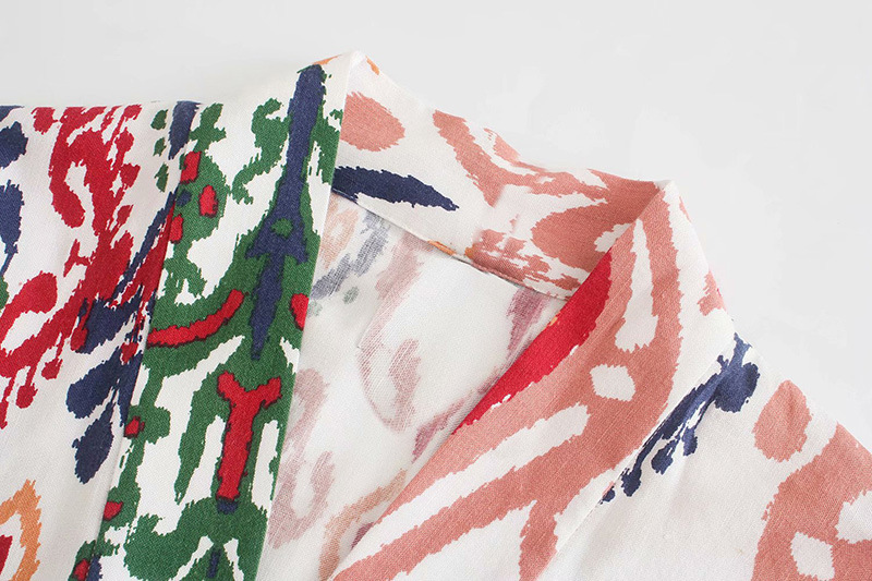 جاكيت كيمونو مطبوع بأسلوب أوروبي وأمريكي مع شورت كاجوال