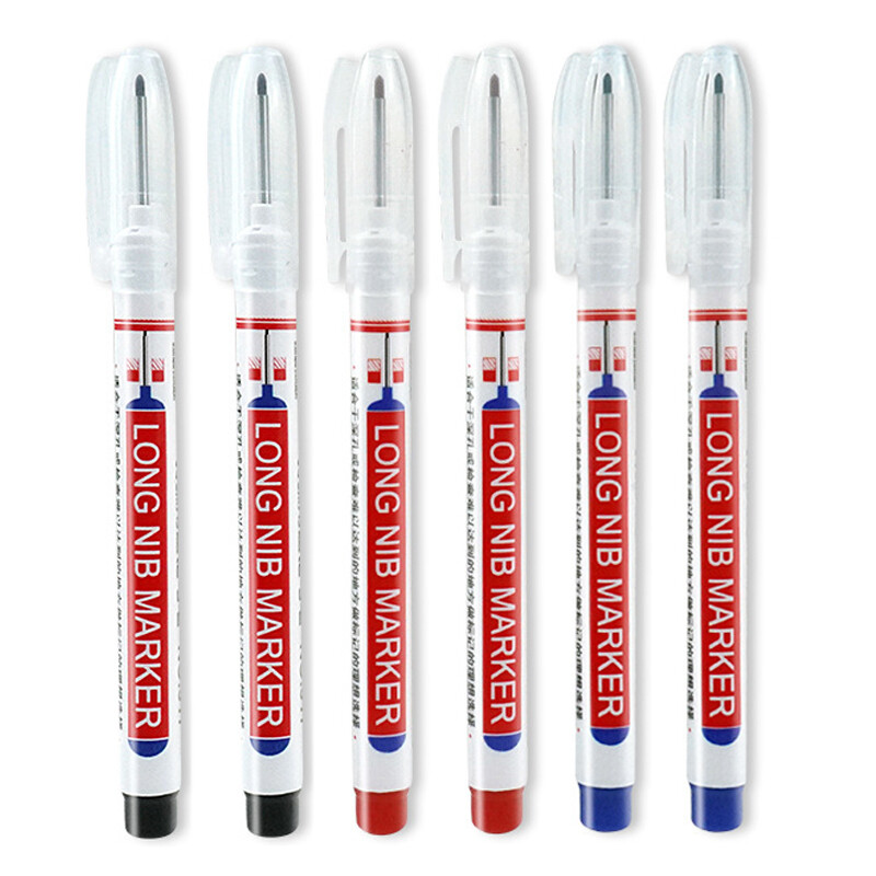 6pcs 20mm Long Nib Nose Reach Head-Permanent Ink Marker-Pens Fine Tip Deep Hole — image 8