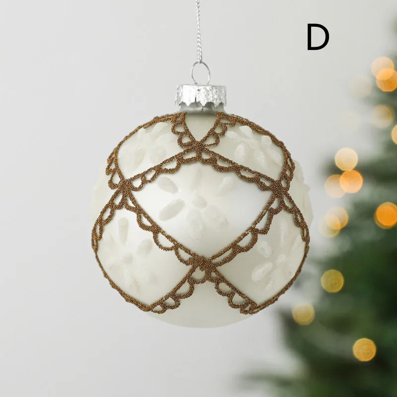 Glass Ball Drop Ball Hand Drawn Christmas Ball Christmas Tree Pendant – image 5