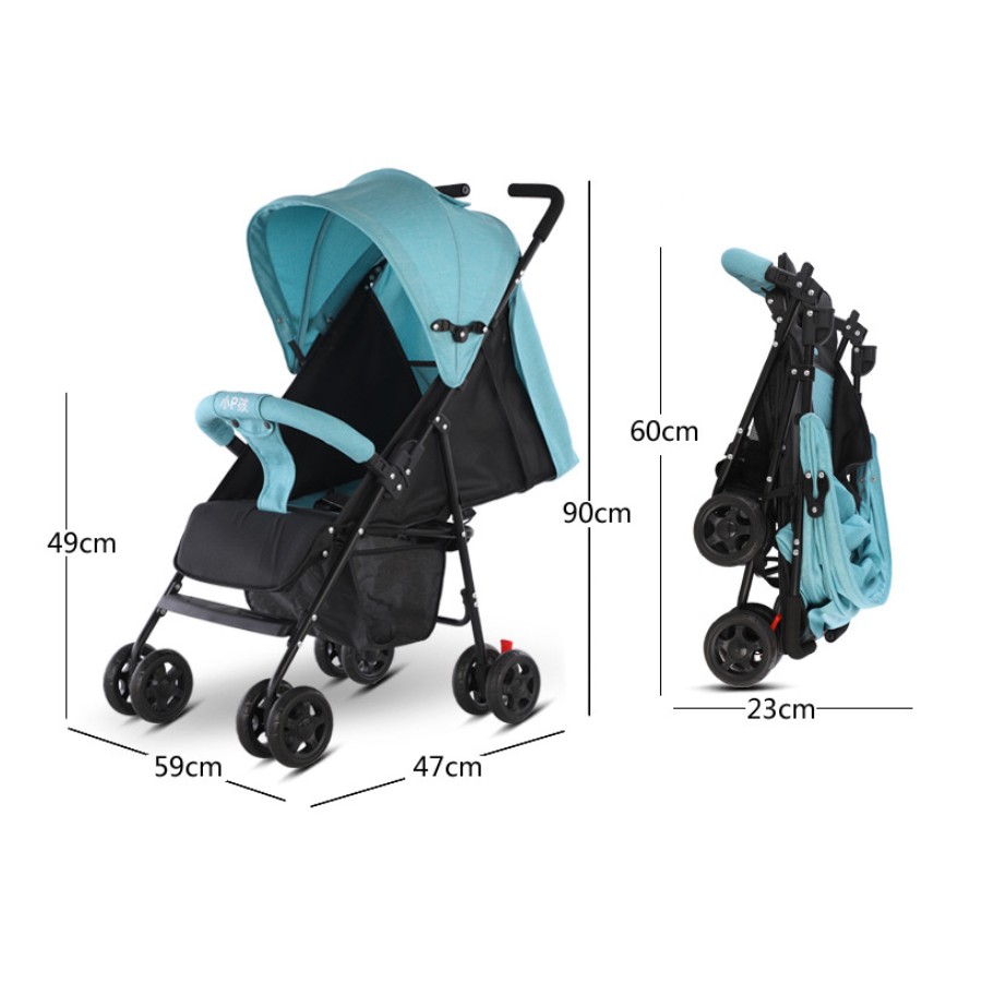 Lightweight Baby Stroller Pram Foldable Travel Buggy Flat Sleep Pushchair Grey 4