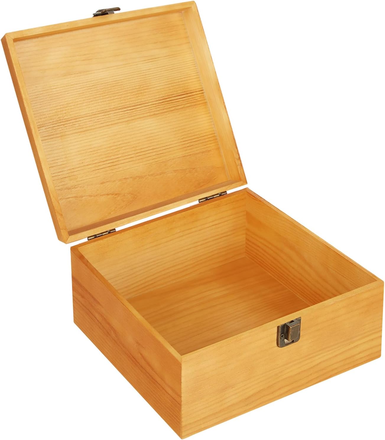 Large Wooden Storage Box With Hinged Lid