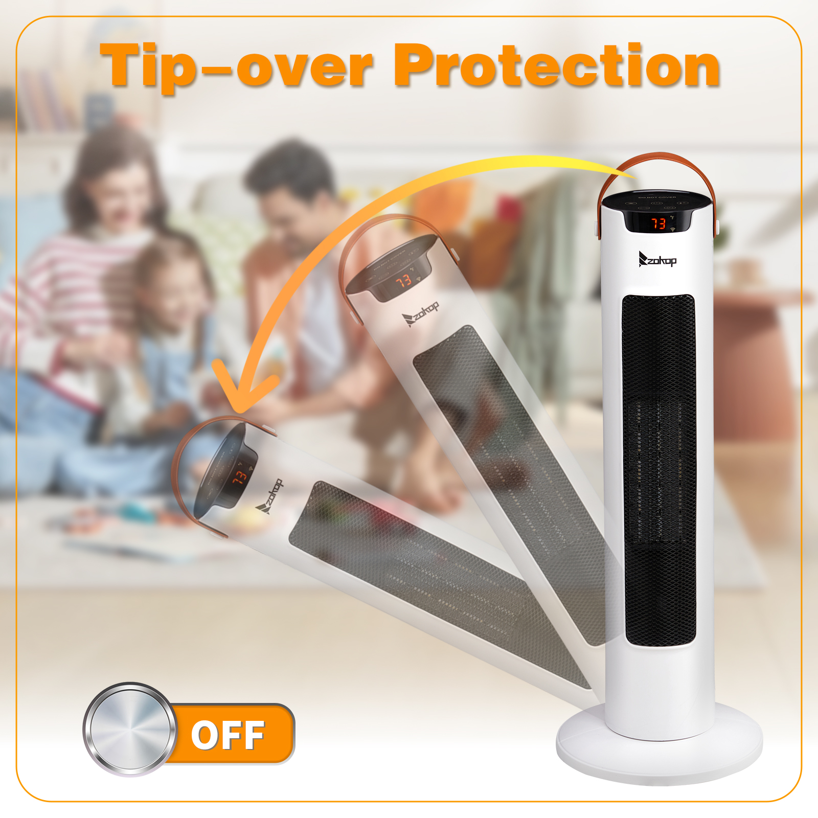 24Inch Tower Space Heater, 1500W Smart Electric Heater With Thermostat, WiFi APP & Remote Control, 60 Degrees Oscillation, 9H Timer, For Indoor Bedroom Office Home, White