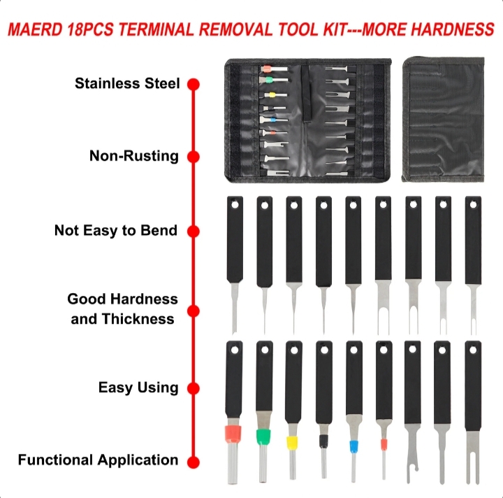 18Pcs Heavy Duty Thick Car Terminal Removal Kit Wire Connector Pin Release Tool thumbnail 6