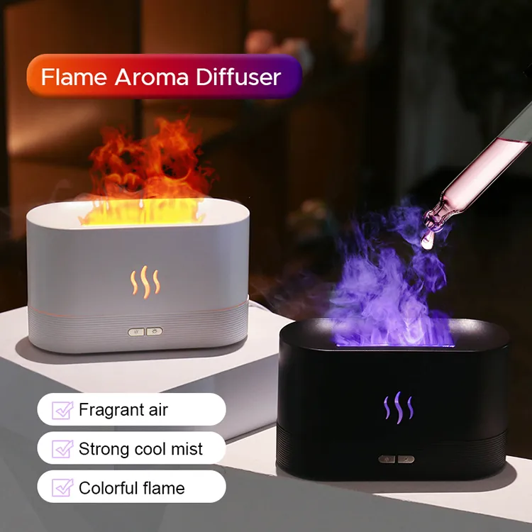 USB Ultrasonic Flame Humidifier Led RGB Colorful Essential Oil