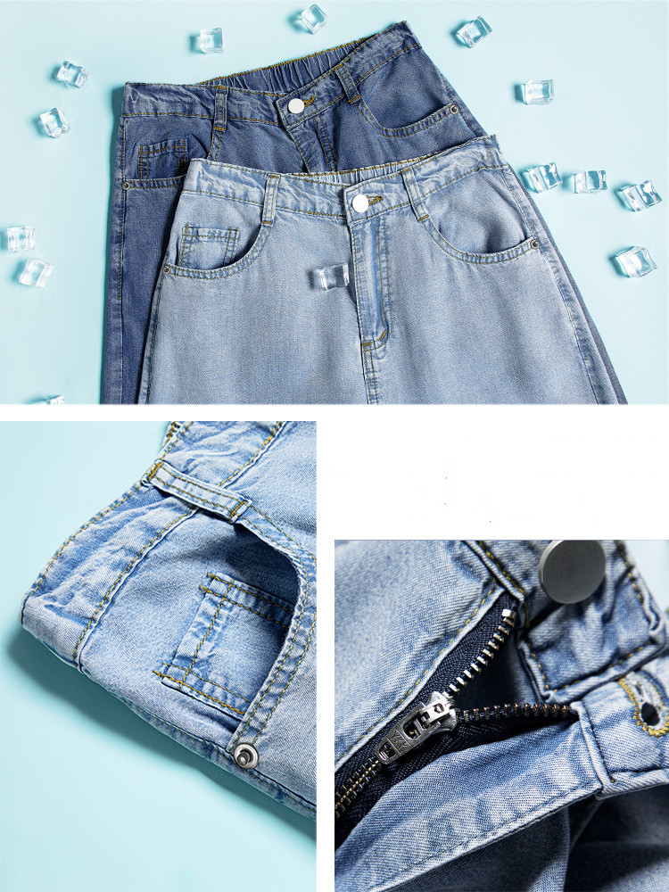 High Waist Draped Straight Loose Ice Silk Wide-leg Pants Nine Points